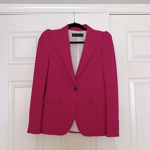 Hot Pink Broad Puff Shoulder Blazer from Zara - Medium Size